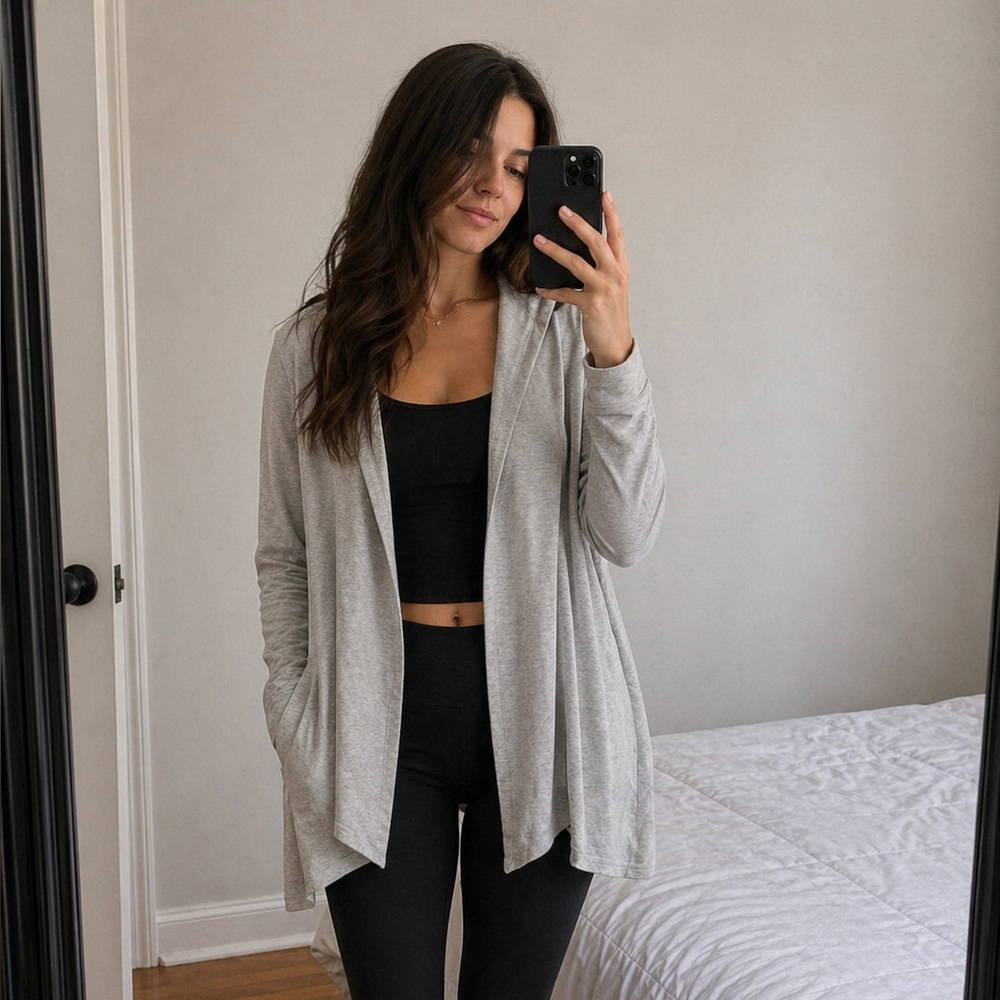 Michael Stars long grey hooded cardigan XS